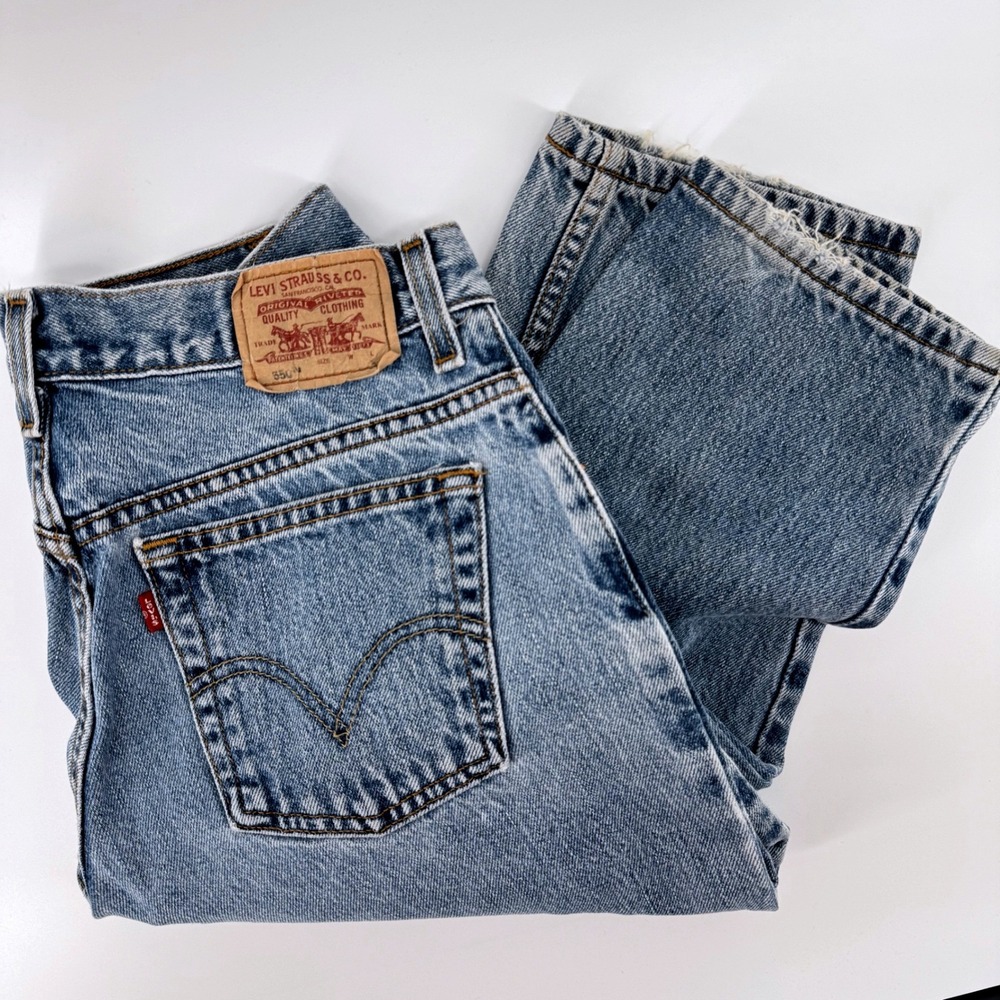 Levis 550 Classic Womens 12L Long Relaxed Tapered Jeans Med Wash Denim High Rise